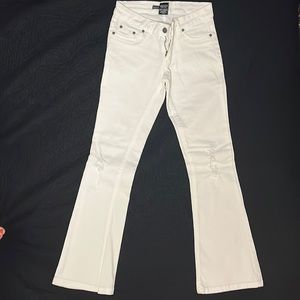 White flared jeans